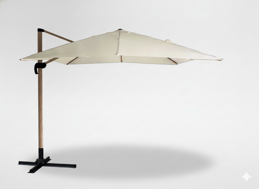 Parasol de jardin 3 x 3 m Roma avec housse – effet bois
