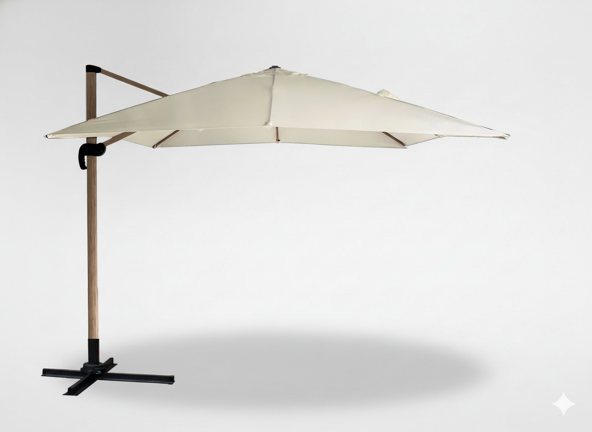 Parasol de jardin 3 x 3 m Roma avec housse – effet bois