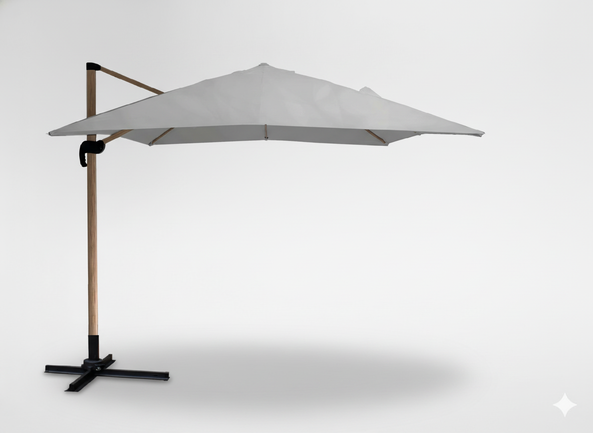 Parasol de jardin 3 x 3 m Roma avec housse – effet bois
