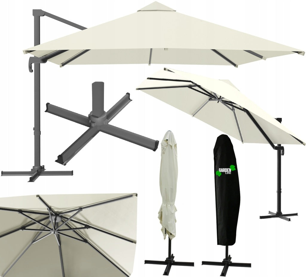 Parasol de jardin « ROMA » 3 x 4 m avec housse