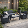 ENSEMBLE DE SALON DE JARDIN (2 FAUTEUILS, TABLE BASSE, CANAPÉ)