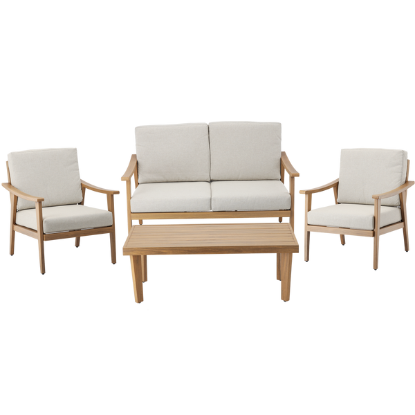 SALON DE JARDIN EN ALUMINIUM « TIRANA » (CANAPÉ + 2 FAUTEUILS + TABLE)