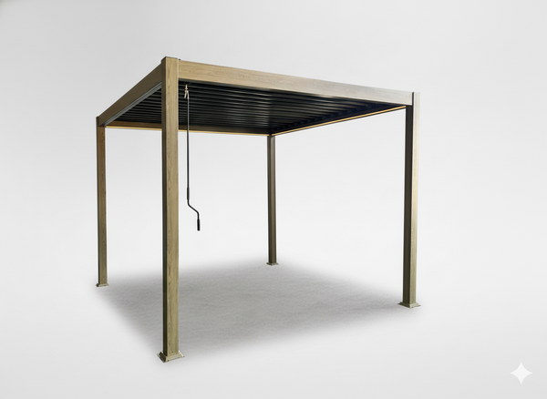 PERGOLA BIOCLIMATIQUE EN ALUMINIUM LED - ASPECT BOIS