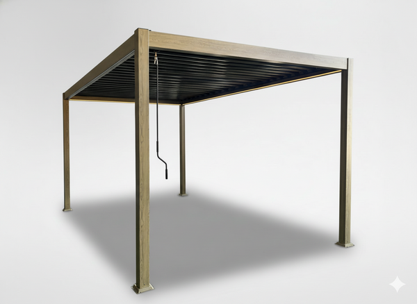 PERGOLA BIOCLIMATIQUE EN ALUMINIUM LED - ASPECT BOIS