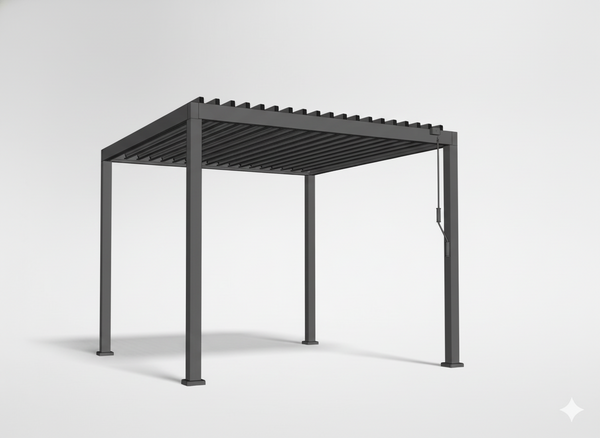 PERGOLA DE JARDIN EN ALUMINIUM GRISE LED 3 x 3 x 2,5 M