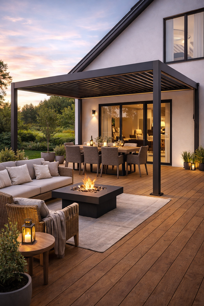 PERGOLA DE JARDIN EN ALUMINIUM GRISE LED 3 x 3 x 2,5 M