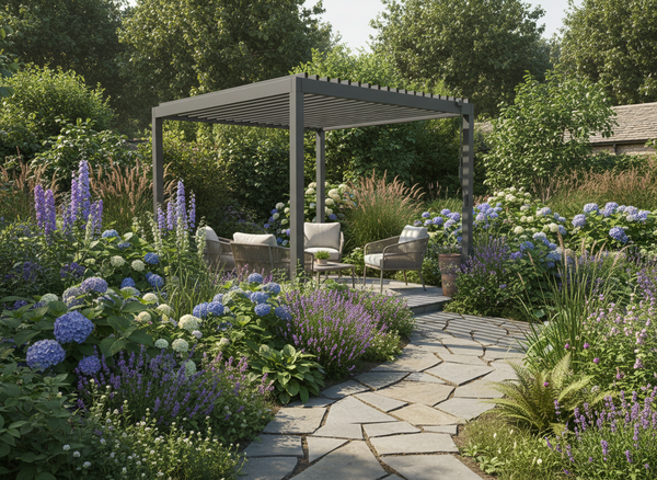 PERGOLA DE JARDIN EN ALUMINIUM GRISE LED 3 x 3 x 2,5 M