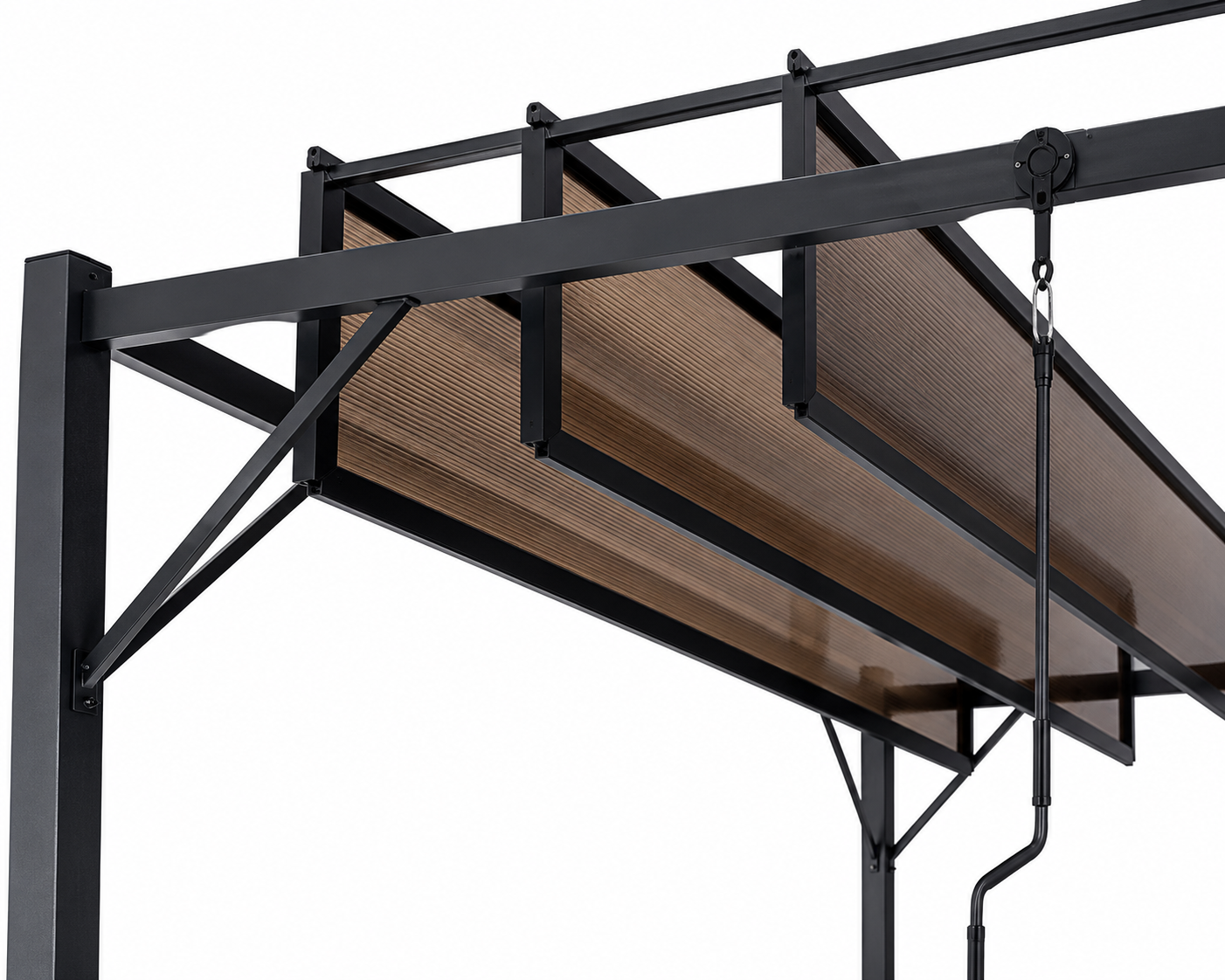 PERGOLA DE JARDIN AVEC LAMES ORIENTABLES EN POLYCARBONATE MARRON